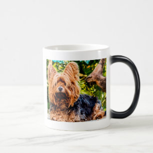 Cute Dog Pet Yorkie Peace Love Destiny Fun Art Color Morph Mug