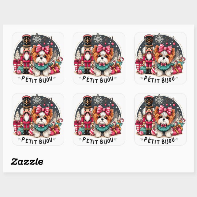 Cute Dog Petit Bijou  Square Sticker (Sheet)