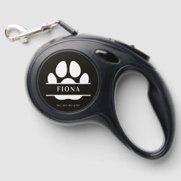 Cute Dog Photo and Paw Print Personalized Retractable Pet Leash