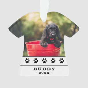 Cute Dog Photo Black Paws Holiday Keepsake Ornament