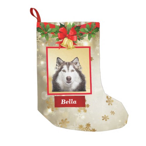 Cute Dog Photo Christmas Stocking Custom Name