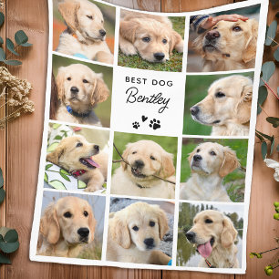 Cute Dog Photo Collage Personalized Simple Picture Fleece Blanket