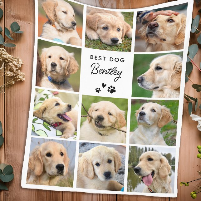 Cute Dog Photo Collage Personalized Simple Picture Fleece Blanket (Creator Uploaded)