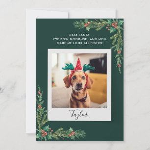 Cute Dog Photo Custom Christmas Holiday Card