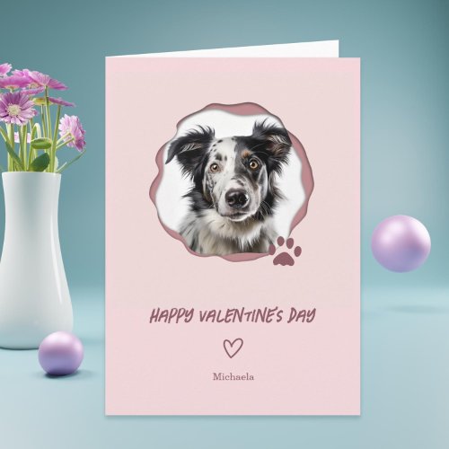 Cute Dog Photo Heart Valentines Day Holiday Card