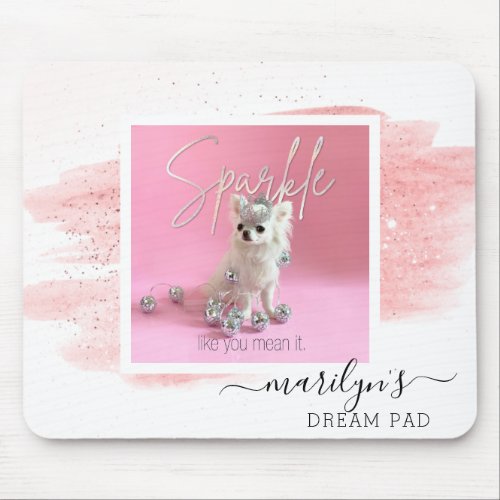 Cute Dog Photo Keepsake  Sparkle The Tiny Chi  Mouse Pad