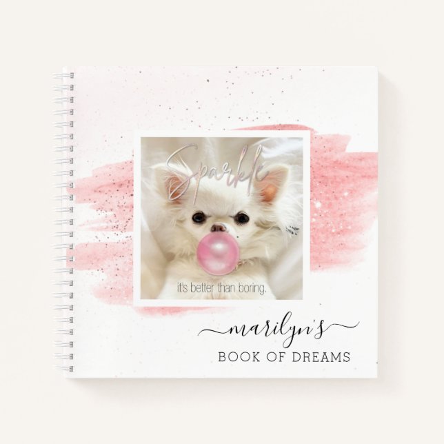 Cute Dog Photo Keepsake | Sparkle The Tiny Chi  Notebook (Front)