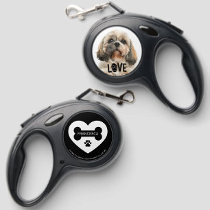 Cute Dog Photo Love Paw Personalized Retractable Pet Leash