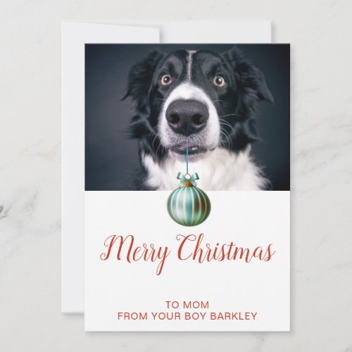 Cute Dog Photo Merry Christmas Mom Holiday Card