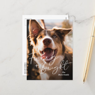 Cute Dog Photo Modern Christmas Holiday Postcard