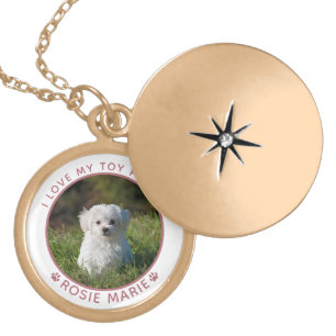 Cute Dog Photo Name Paw Prints Personalized Gold Plated Necklace