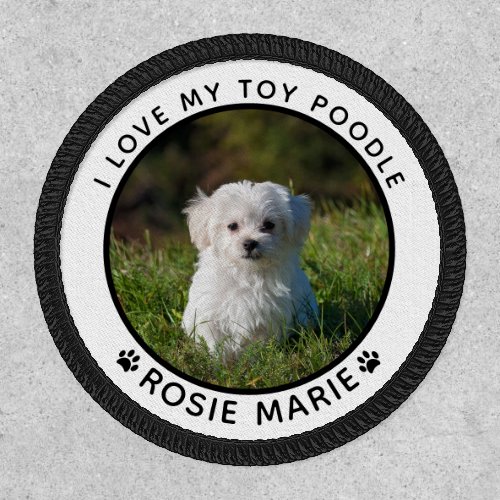Cute Dog Photo Name Paw Prints Personalized Patch