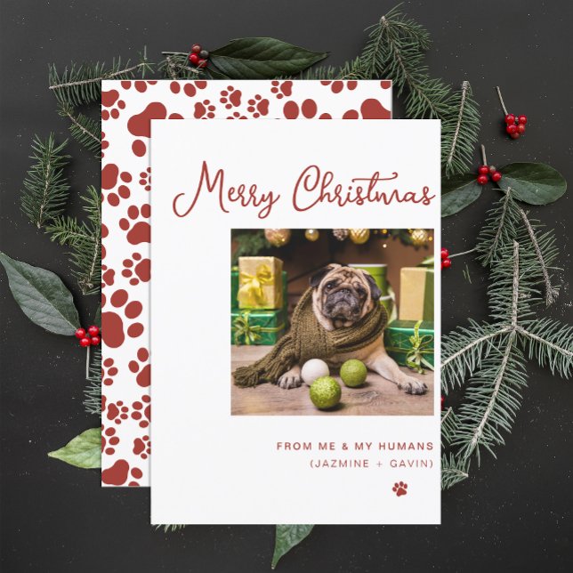 Cute Dog Photo Personalized Merry Christmas Custom Holiday Card (Creator Uploaded)