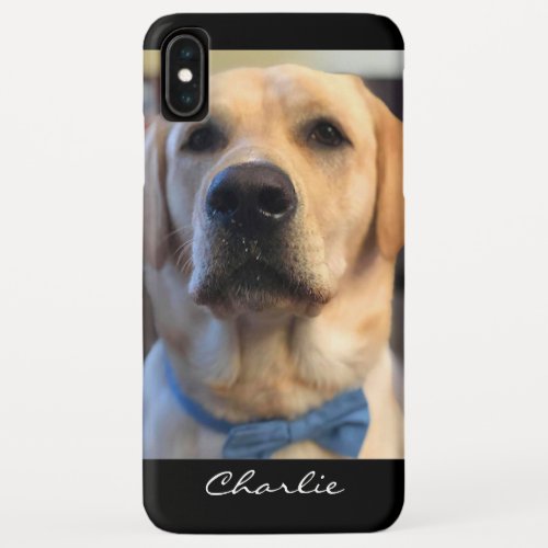 Cute Dog Photo Pet Lover Name Script Black iPhone XS Max Case