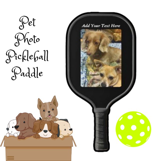 Cute Dog Photo Pickleball Paddle (Personalized Pet Photo/Add Your Text )