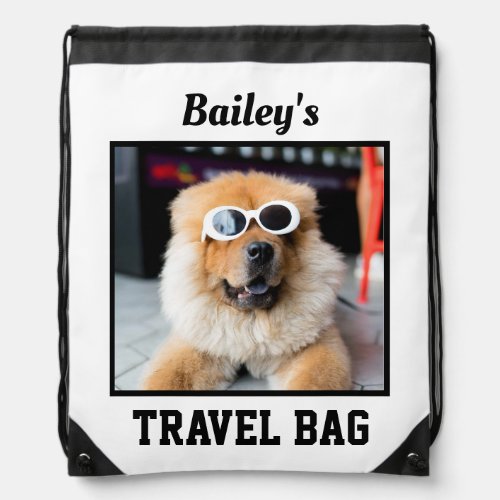 Cute Dog Photo Template Drawstring Bag