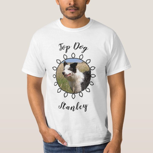 Cute dog photo with decorated frame and your text T-Shirt (Front)