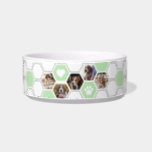 Cute Dog Photos Collage Geometric Green Heart Paw Bowl<br><div class="desc">The Cute Dog Photos Collage Geometric Green Heart Paw Bowl lets you show off your love for your furry friends with a stylish twist. Featuring green and white mosaic geometrics, paw prints, and hearts, this bowl will catch people’s attention as soon as they walk in the room--not to mention it...</div>
