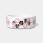 Cute Dog Photos Collage Geometric Pink Heart Paw Bowl<br><div class="desc">The Cute Dog Photos Collage Geometric Pink Heart Paw Bowl lets you show off your love for your furry friends with a stylish twist. Featuring pink and white mosaic geometrics, paw prints, and hearts, this bowl will catch people’s attention as soon as they walk in the room--not to mention it...</div>