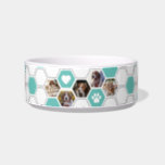 Cute Dog Photos Collage Geometric Teal Heart Paw  Bowl<br><div class="desc">The Cute Dog Photos Collage Geometric Teal Heart Paw Bowl lets you show off your love for your furry friends with a stylish twist. Featuring teal and white mosaic geometrics, paw prints, and hearts, this bowl will catch people’s attention as soon as they walk in the room--not to mention it...</div>