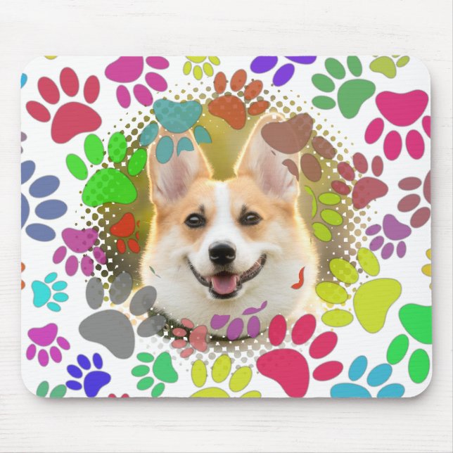 Cute Dog Picture Paw Pattern Custom  Mouse Pad (Front)