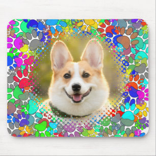 Cute Dog Picture Paw Print Pattern Custom  Mouse Pad