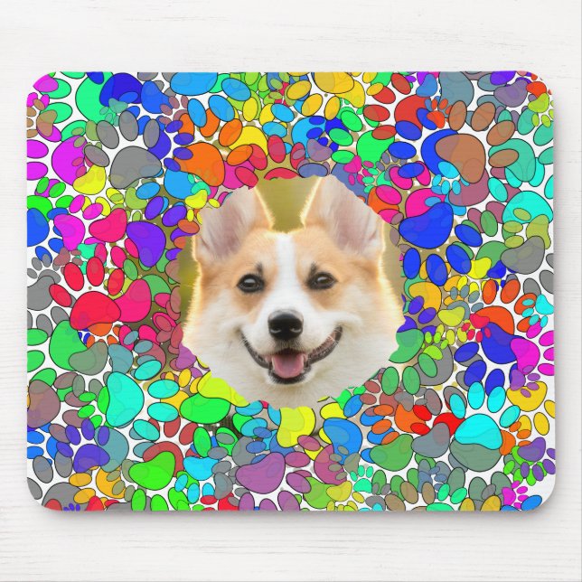 Cute Dog Picture Paw Print Pattern Custom  Mouse Pad (Front)