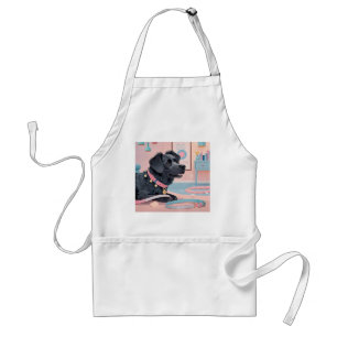 Cute dog pink blue bling dog mom adult apron