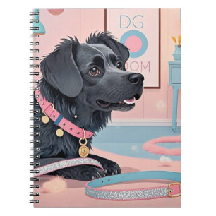 Cute dog pink blue bling dog mom  notebook