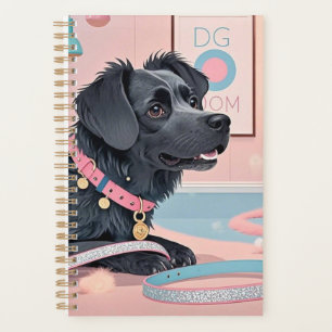 Cute dog pink blue bling dog mom  planner