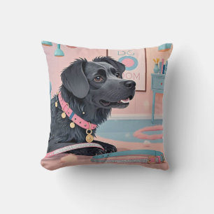 Cute dog pink blue bling dog mom throw pillow