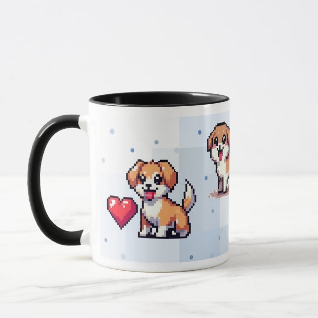 Cute dog pixel art mug perfect for dog lovers! (Left)