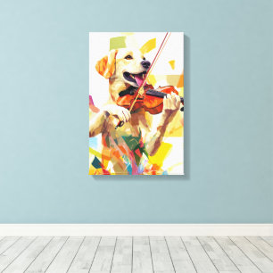 Cute Dog Playing a Violin Canvas Print