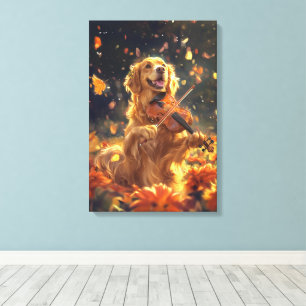 Cute Dog Playing a Violin Canvas Print