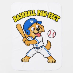 Cute Dog Playing Baseball Paw fect Funny Sports Pu Baby Blanket