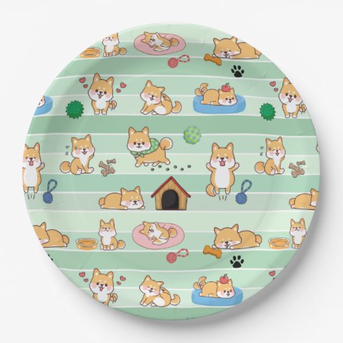 cute dog playing jumping sleeping paper plates