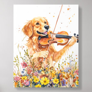 Cute Dog Playing Violin Acrylic Photo Tile