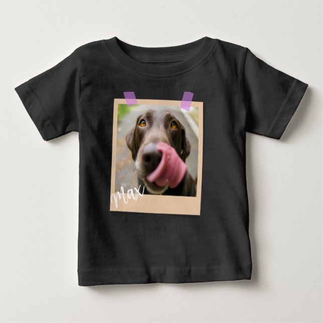 Cute Dog Polaroid Style Photo Art Baby T-Shirt (Front)