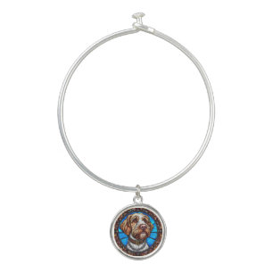 Cute dog portrait bangle bracelet