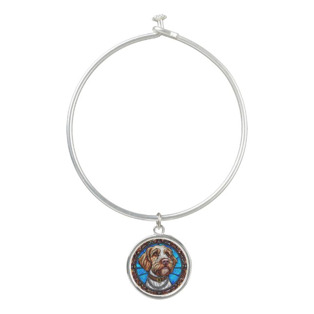 Cute dog portrait bangle bracelet (Front)