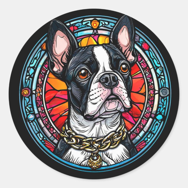 Cute dog portrait classic round sticker (Front)
