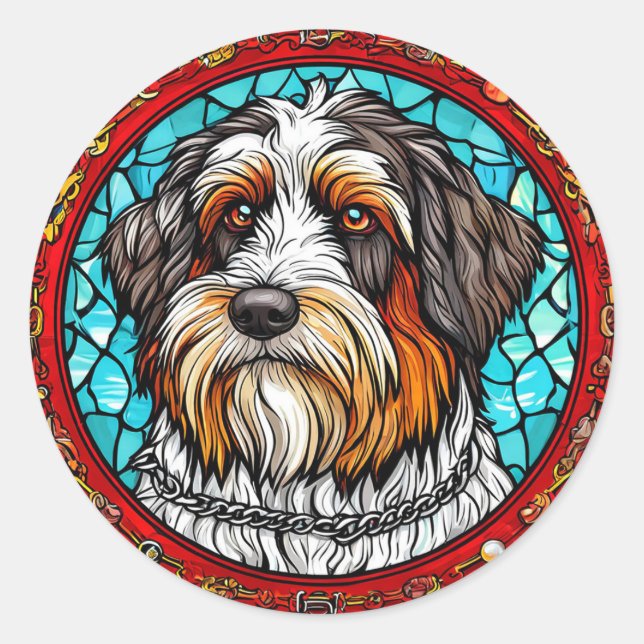 Cute dog portrait classic round sticker (Front)