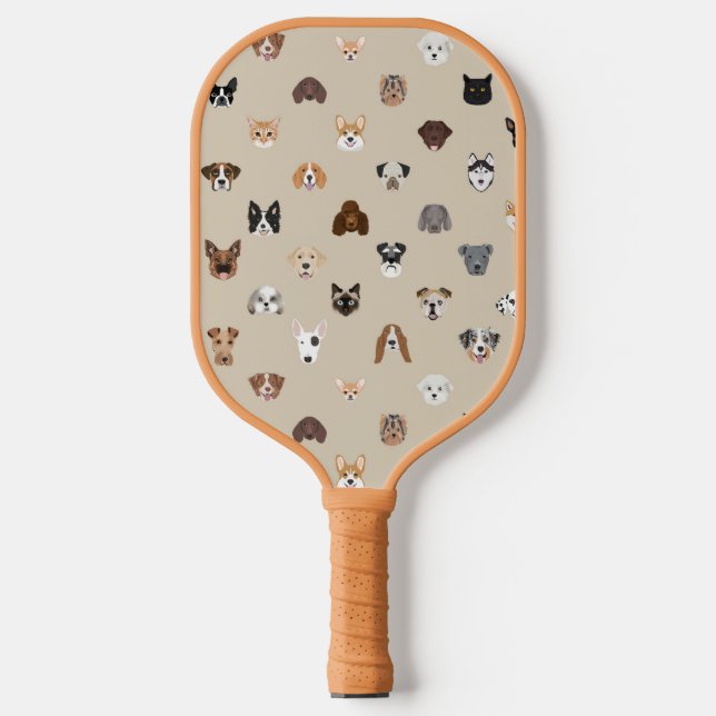 Cute Dog Portraits Pickleball Paddle (Front)