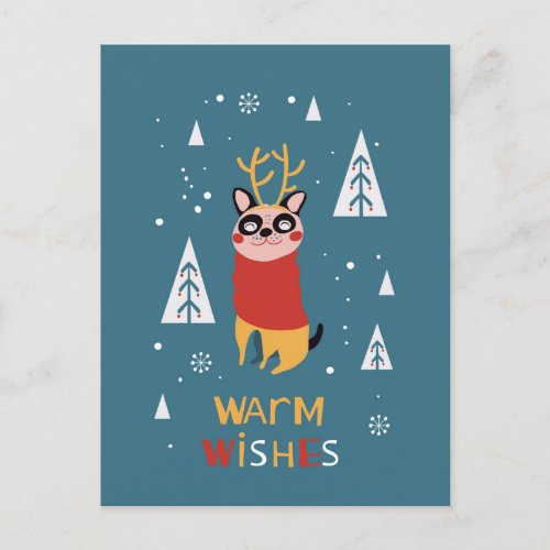 Cute Dog Postcard in Christmas