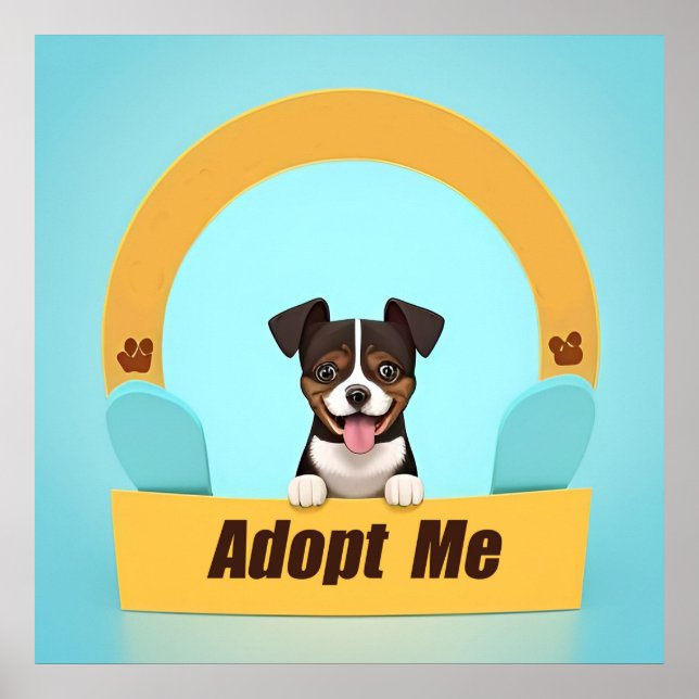 Cute Dog Promoting Adoption with Happy Expression Poster (Front)