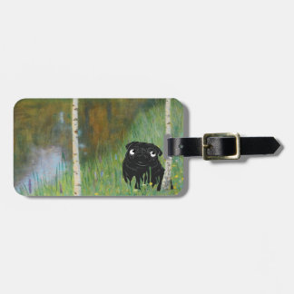 Cute Dog Pug Gustav Klimt Forest Luggage Tag