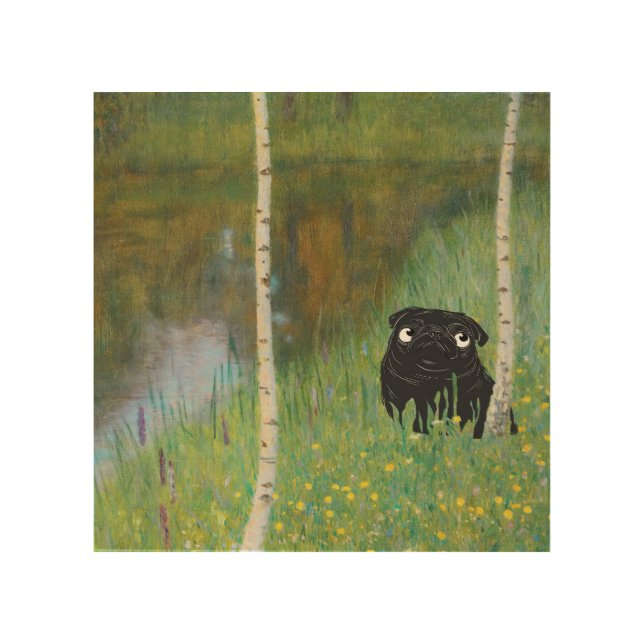 Cute Dog Pug Gustav Klimt Forest Wood Wall Art (Front)