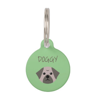 Cute Dog Pug Pet ID Tag