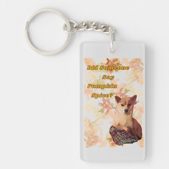 Cute Dog Pumpkin Spice Key Chain (Front)