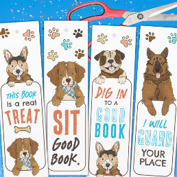 Cute Dog Pun Bookmarks for Kids